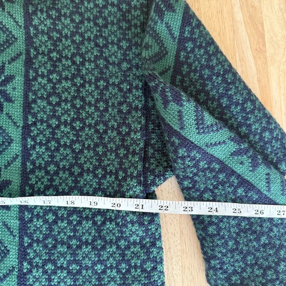 Vintage Nordstrikk womens cardigan jacket virgin wool green navy pewter clasp L - Picture 6 of 10
